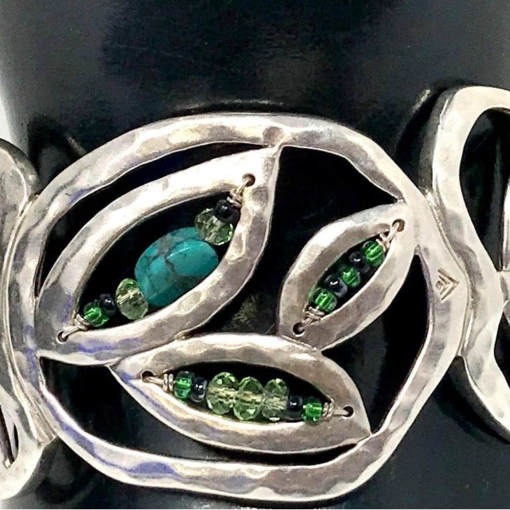 Silpada B2182 Cuff Bracelet, Garden Party, Sterling Silver, Turquoise  & bead